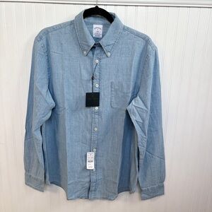 Brooks Brothers Light Blue Chambray Long Sleeve Button Down Shirts Men’s Medium